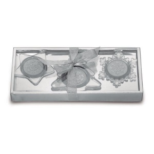 Lot de 3 bougeoirs en verre publicitaire