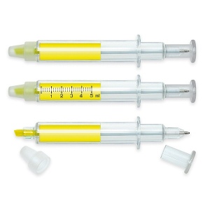 Stylo � bille/surligneur Seringue publicitaire