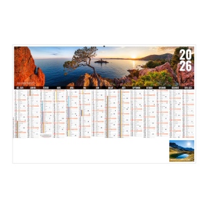 LIBRE CHOIX AZUREEN 2026 - MAXI 650 x 405 mm - CC REMBORDE - DOS FRANCE REGIONS - MARQUAGE QUADRI - IDENTIQUE RECTO VERSO - 2 OEILLETS CORDON