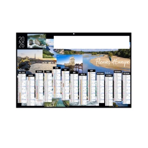 FLUVIAL 2026 - MAXI 650 x 405 mm - CC REMBORDE - DOS MONDE - MARQUAGE QUADRI - DIFFERENT RECTO VERSO - 2 OEILLETS CORDON