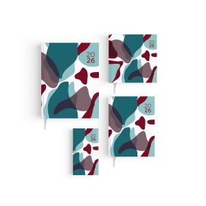 SEMAINIER EMBOITE DOS CARRE COUSU COLLE 2026 - 210X270MM - 1 ET 4 DE COUV QUADRI + MOUSSE SUR 1ERE + PELLI MAT - SEMAINIER 144 PAGES + ATLAS + PERFO DES ANGLES + SIGNET