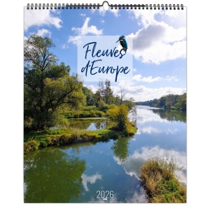 FLEUVES D'EUROPE 2026 - XXL 474 x 580 mm - MARQUAGE 1 COULEUR - PAGE DE GARDE REPIQUÉE - RELIURE SPIRALE