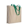 Shopper avec soufflet en coton naturel 220g/m2, anses longues colorées