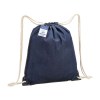 Sac à dos en coton denim recyclé, avec fermeture à cordons et angles renforcés