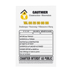 Panneau chantier 80x120 cm 3mm (+Sérigraphie PK11)