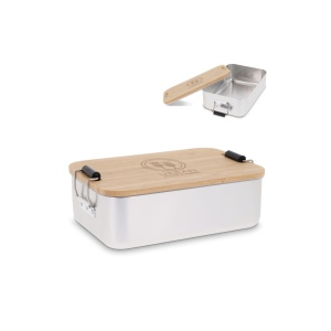 Boîte à lunch en aluminium avec couvercle en bambou