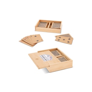 Jeu de cartes à jouer dans une boîte en bambou