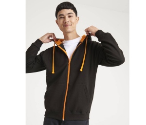 Sweat capuche zippé contrasté