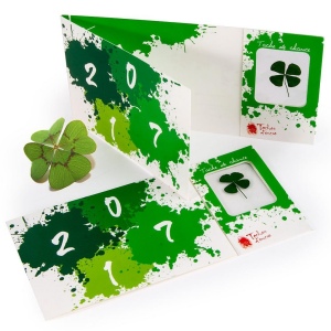 CARTE 2 VOLETS AVEC TRÈFLE PORTE BONHEUR