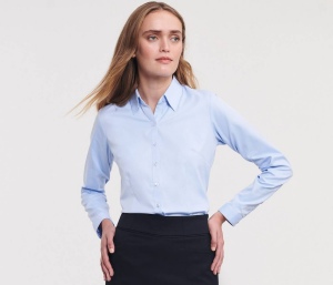 Ladies' long sleeve tailored herringbone shirt