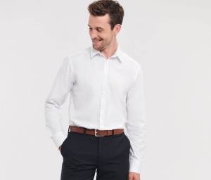 Men's long sleeve tailored herringbone shirt