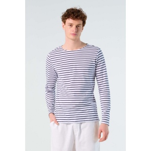 Tee-shirt homme manches longues rayé - MARINE MEN