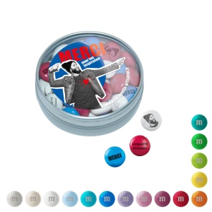 Bonbons en chocolat M&M’S® personnalisés en boîte transparente