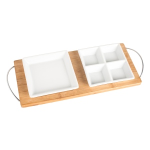 Plateau en Bambou avec 2 Plats de Présentation REFLECTS-GETXO
