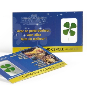 Porte bonheur en carte (petit format) - Trèfle à 4 feuilles séché