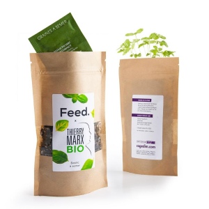 Graines en sachet kraft avec terre