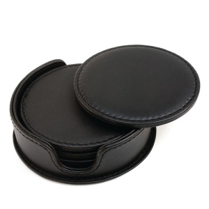 Set de Sous verre rond en cuir Nappa Sandringham