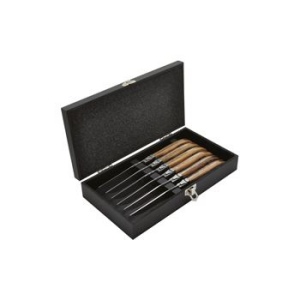 Set de 6 couteaux de table 'Laguiole', frêne exotique