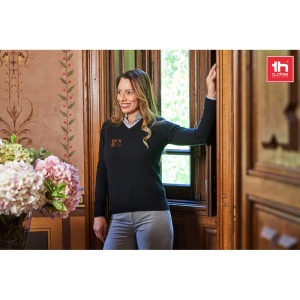 THC MILAN WOMEN. Pull à col V pour femmes en coton et polyamide