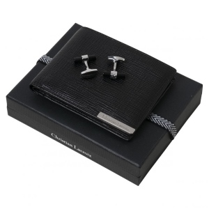 Parure More Noir (portefeuille & boutons de manchette)