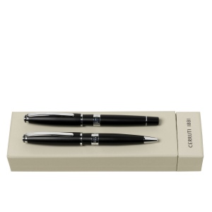 Parure Bicolore Noir (stylo bille & stylo roller)