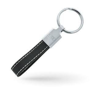 Porte-clés cuir + métal automobile (77 x 15 mm)