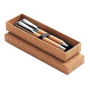 QUERCUS - Stylo bille métal boîte liège