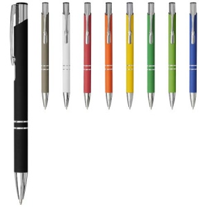 Stylo bille rétractable doux au toucher Moneta (encre noire)