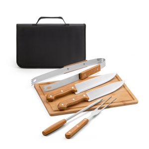 FLARE. Ensemble de 5 pièces pour barbecue en bois et acier inoxydable