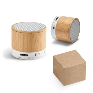 GLASHOW. Haut parleur portatif en bambou avec microphone
