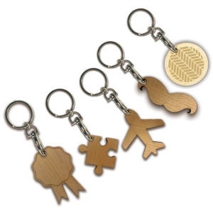 Porte-clés ECO PLAQUE BOIS carré