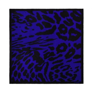Foulard soie Lina Bleu Clair & Noir