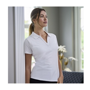 Polo stretch col v femme bio