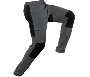 Fermeture à bouton avec braguette zippée. Coupe slim. Ceinture élastiquée sur les côtés.