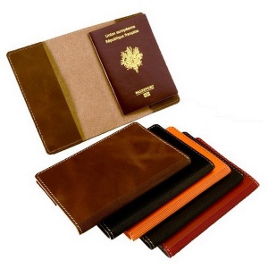 Etui passeport en cuir recyclé
