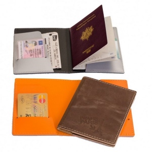 Etui passeport en cuir recyclé