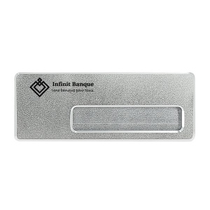 Badge aluminium 7 x 2,5 cm (+Tampographie TA31)