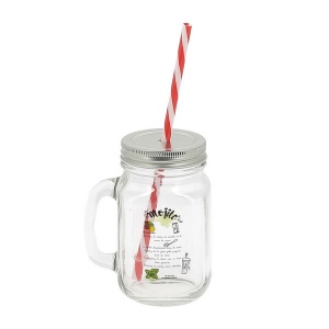 Mason jar 40 cl avec paille (+Sticker jet d'encre SJ11)