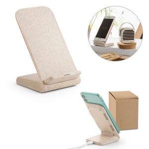 ENGLERT. Support de téléphone portable avec chargeu sans fil en fibre de paille de blé et ABS