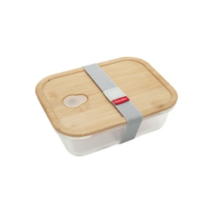 Bento en verre borosilicate 'Iwaki' avec couvercle en bambou