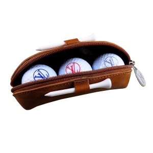 Trousse cuir - marron. Pour 3 balles
