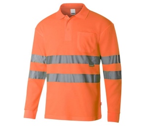 Polo manches longues haute visibilité en coton/polyester