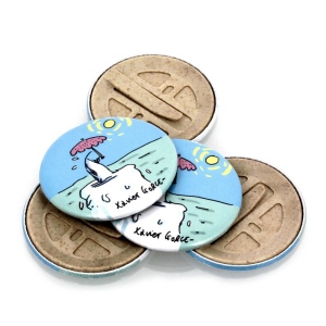 Badge biodégradable Ivory avec fixation clip