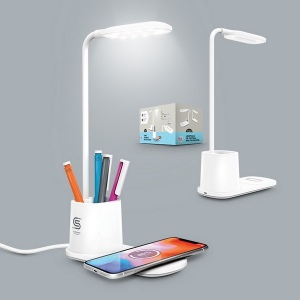 Lampe de bureau avec chargeur induction 10 w et pot à crayon