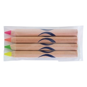 SACHET 4 SURLIGNEURS NAT 8,7cm - marquage à chaud 360° 1 couleur - marquage identique sur chaque CRAYON