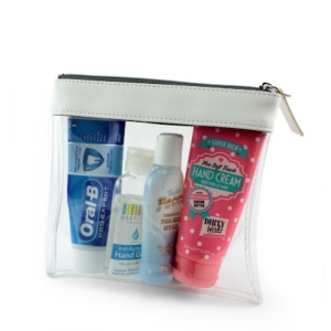 Trousse zippée transparente 185 x 180 x 20 mm en PU