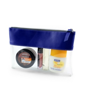 Trousse zippée transparente 225 x 160 x 20 mm en PU