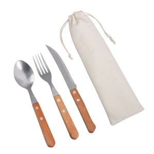 Cutlery set ECO TRIP, in a small cotton bag