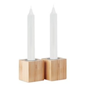 PYRAMIDE - 2 bougies et support en bambou