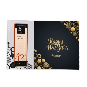 Carte de voeux 100 % personnalisable 1 barre de chocolat - Le Petit Carré de Chocolat®